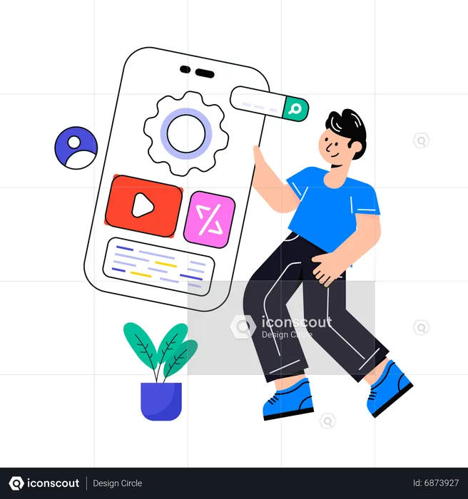 Man working on Application Development  Illustration