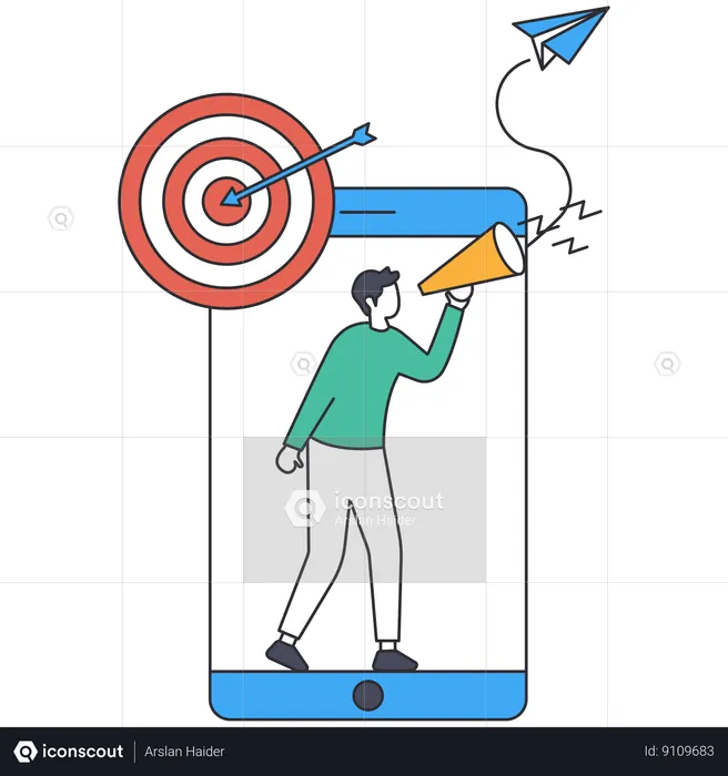 Man working on Audience target  Illustration