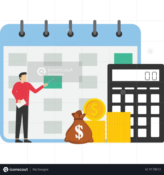 Man working on budget planning  Illustration