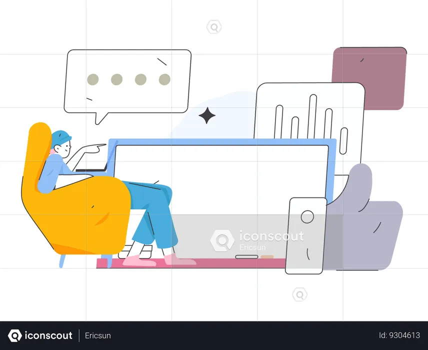 Man working on business analysis  Illustration