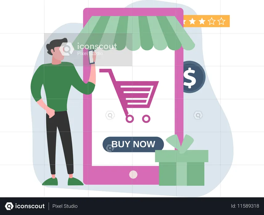 ビジネスマーケティングに携わる男性  イラスト