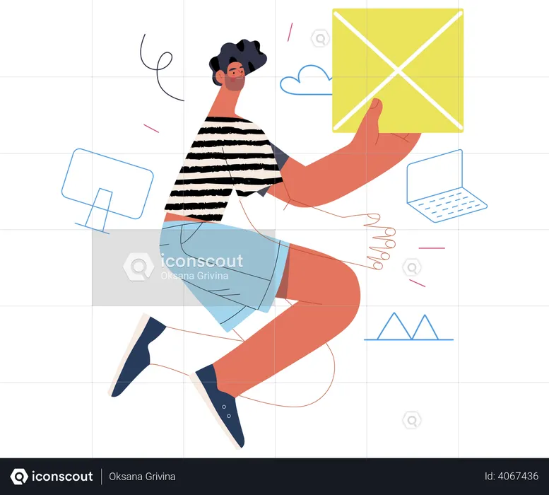 Man working on business marketing  Illustration