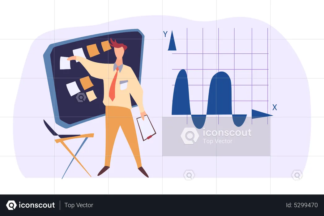 Man working on business schedule  Illustration