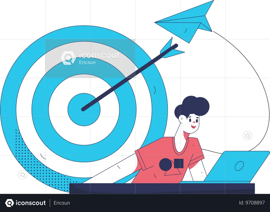 Man working on business target  Illustration