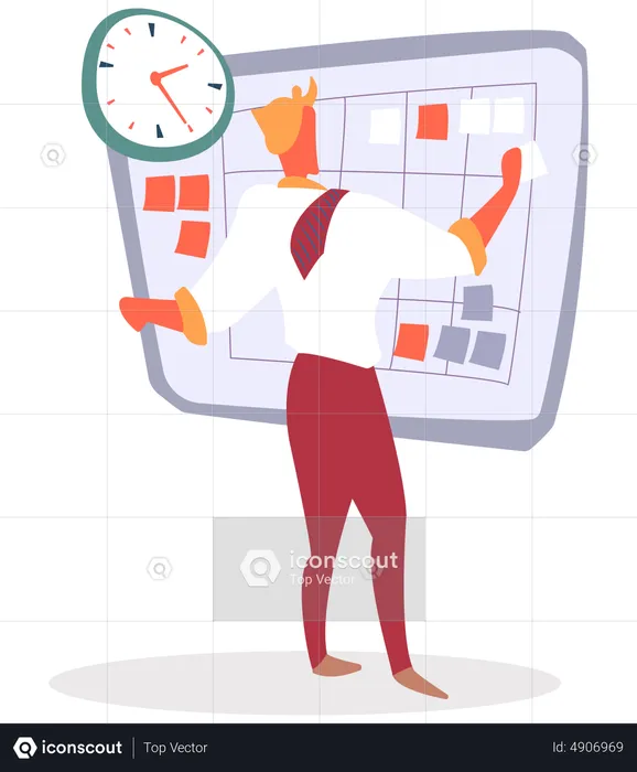 Man working on business task management  Illustration