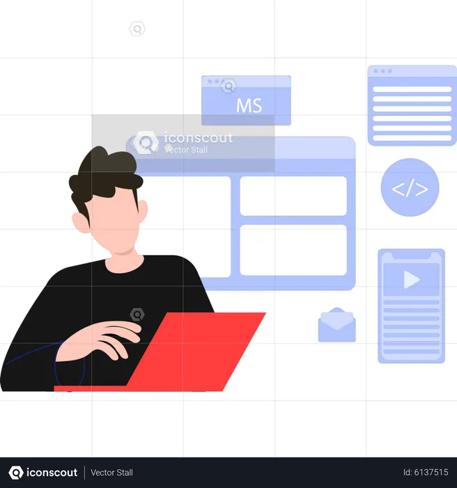 Man working on coding programming  Illustration