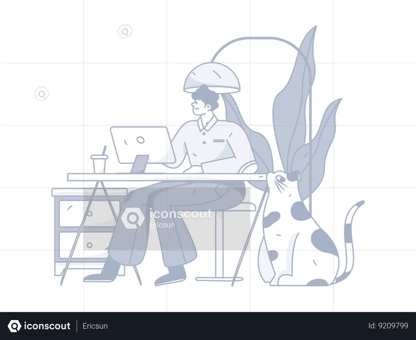 Man working on computer  Illustration