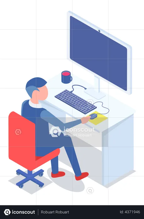 Man working on computer  Illustration