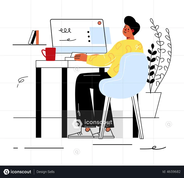 Man working on computer  Illustration