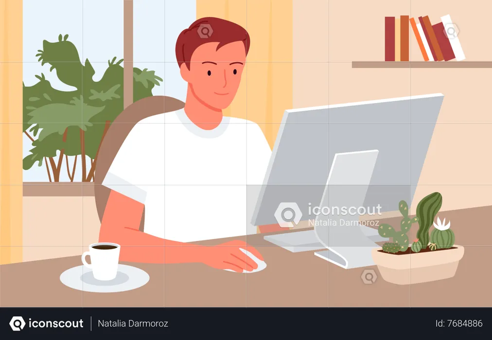 Man working on computer  Illustration