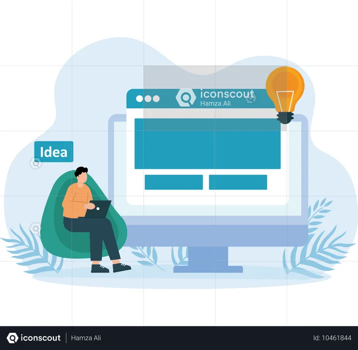 Man working on Creative Web Design  Illustration