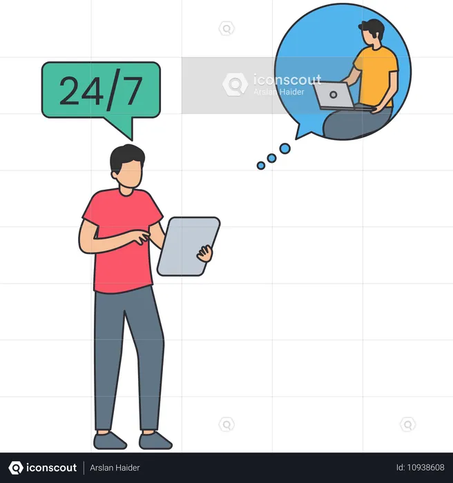 Man working on customer support  Illustration