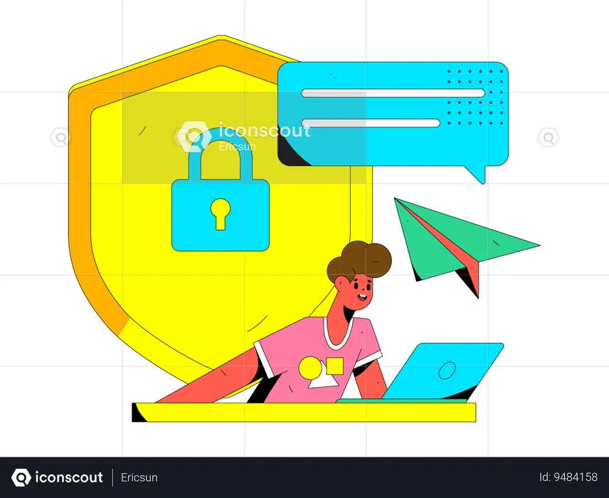 Man working on cyber security service  Illustration