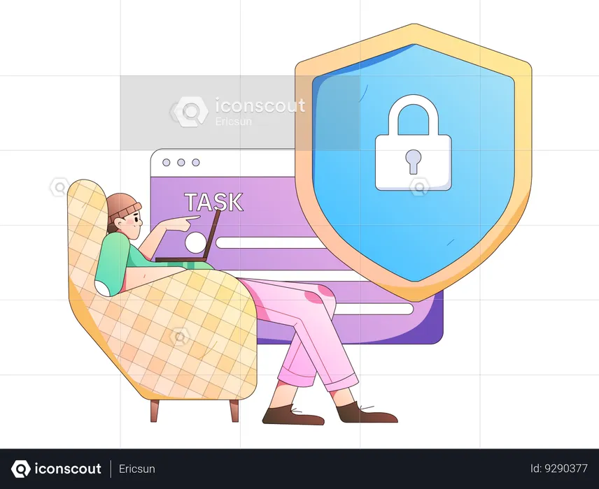 Man working on cyber security task  Illustration