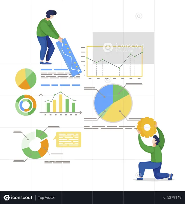 Man working on data analytics  Illustration