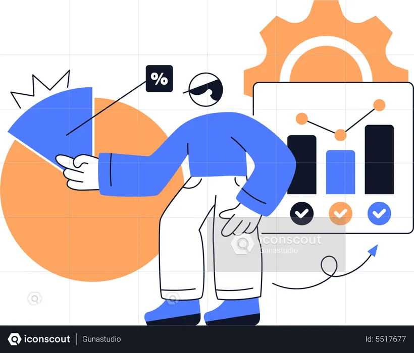 Man working on data analytics  Illustration