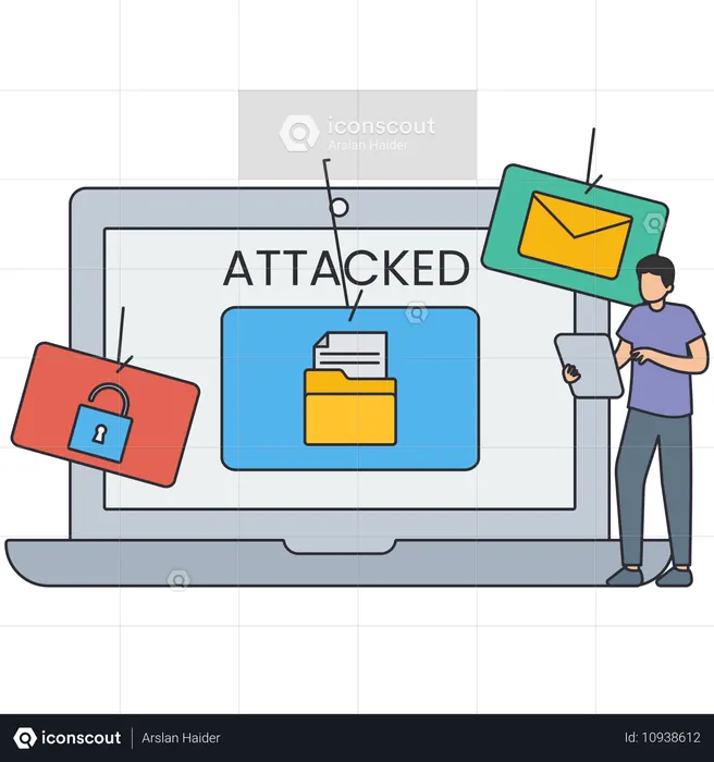 Man working on data hacking  Illustration