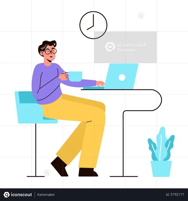 Man working on desk  Illustration