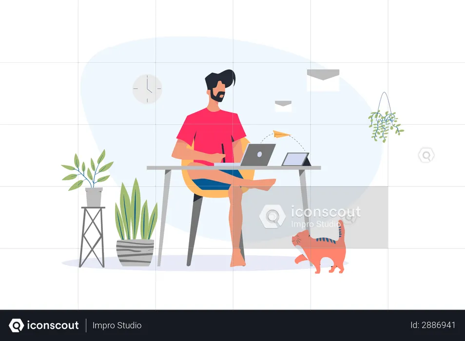 Man working on desk  Illustration