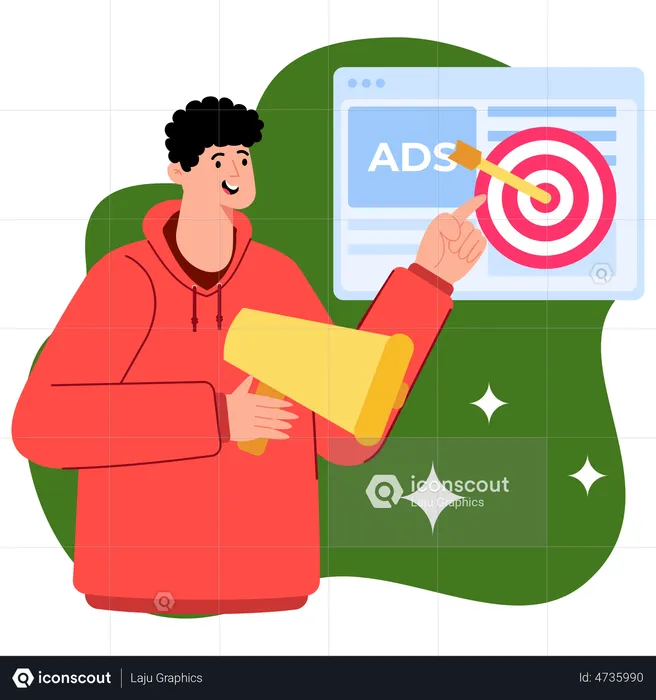 Man working on digital marketing  Illustration