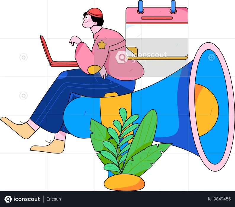 Man working on digital marketing  Illustration