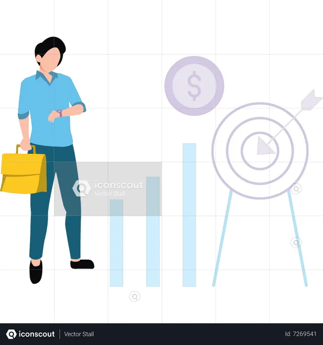 Man working on dollar target  Illustration