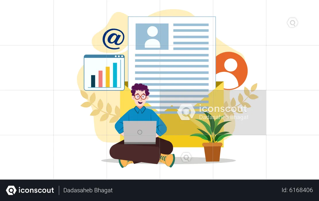 Man working on email marketing  Illustration