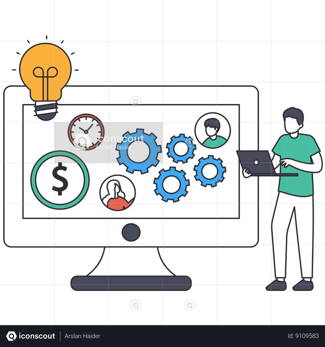 Man working on Enterprise Architecture  Illustration