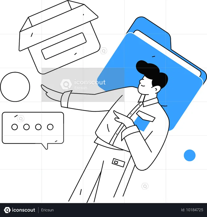 Man working on file management  Illustration