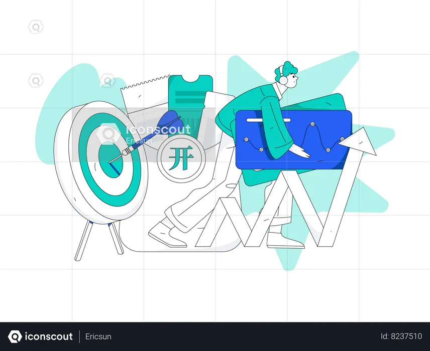 Man working on financial growth  Illustration