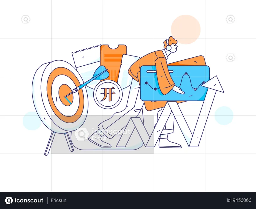 Man working on financial growth  Illustration