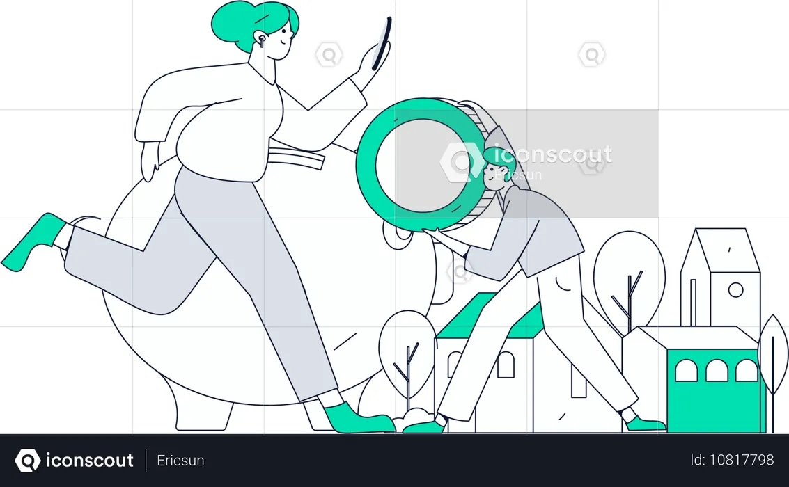 Man working on financial growth  Illustration