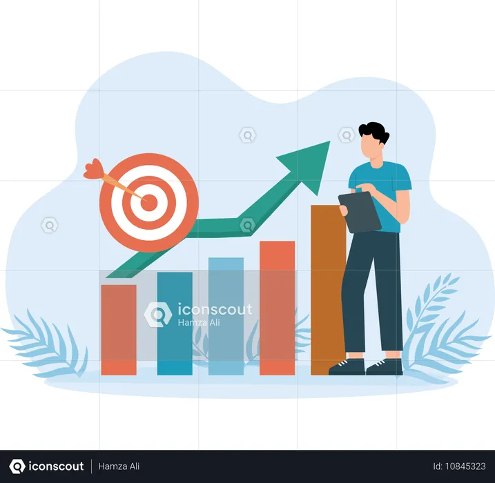 Man Working on Growth Target  Illustration