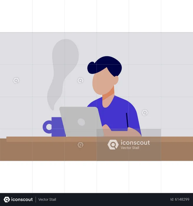 Man working on his laptop  Illustration