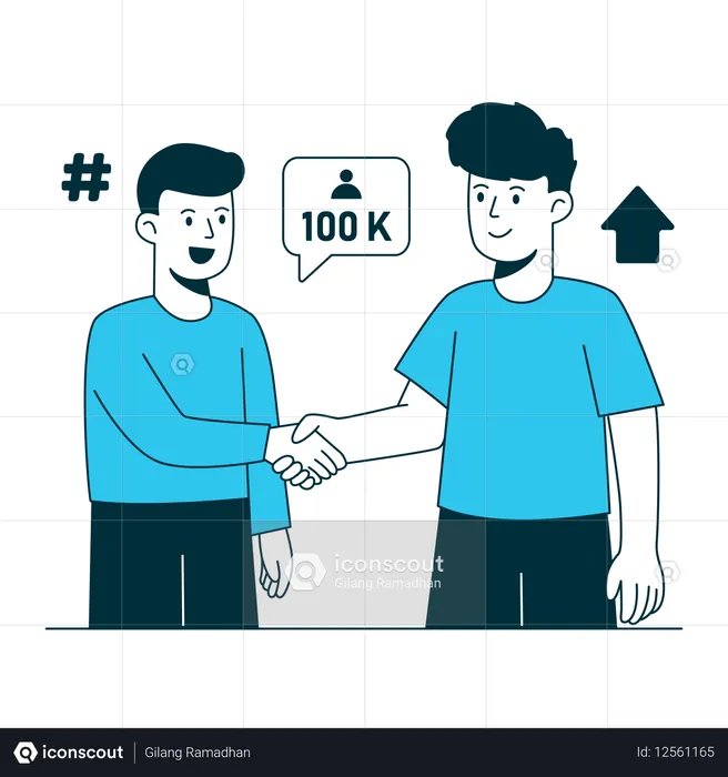 Man working on Influencer Collaboration  Illustration