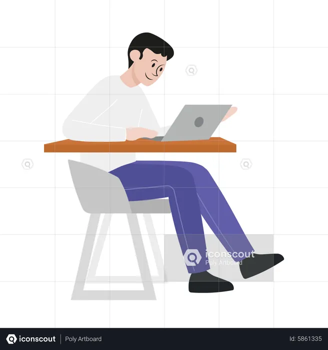 Man working on laptop  Illustration