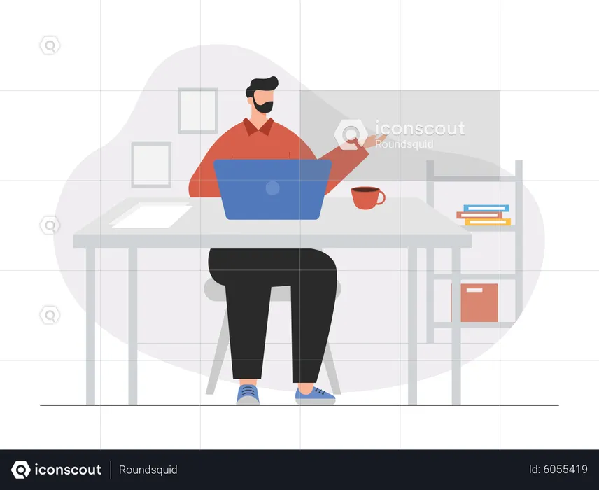 Man working on laptop  Illustration