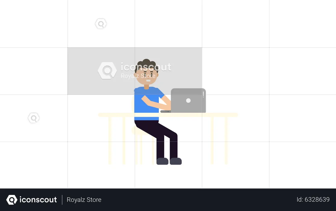Man Working On Laptop  Illustration