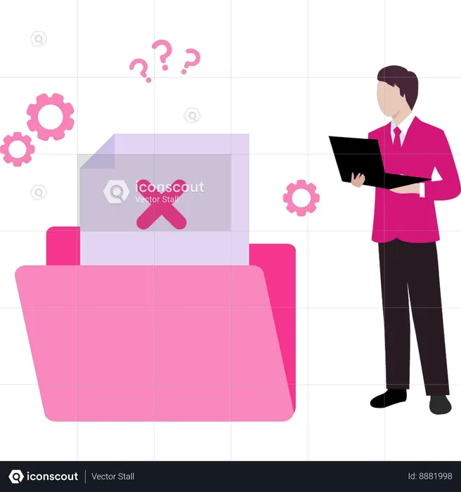 Man Working On Laptop For Finding Data  Illustration