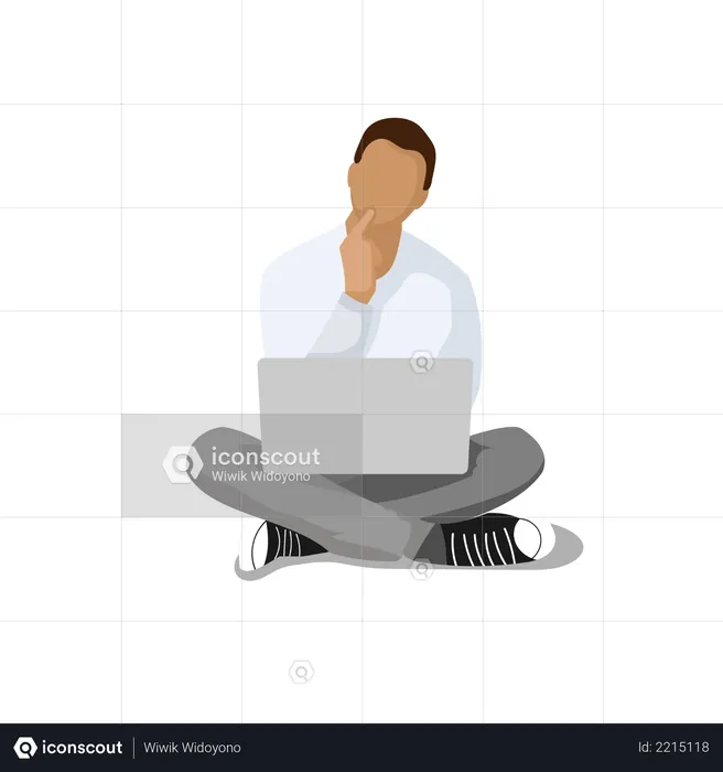 Man working on laptop from home  Illustration