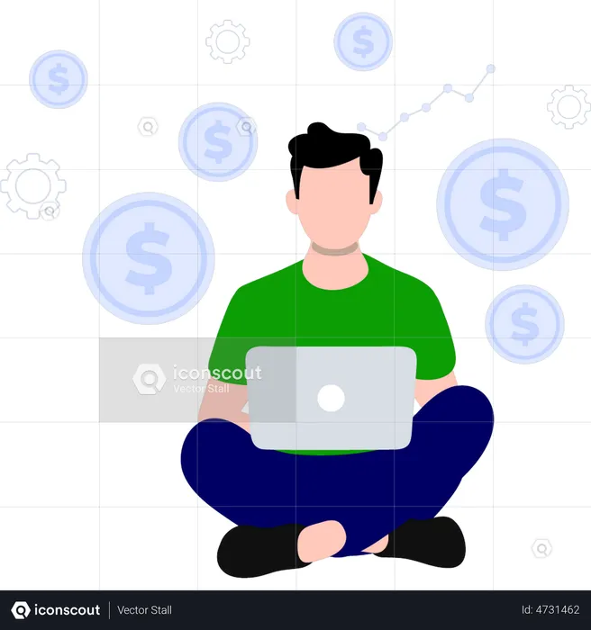 Man working on laptop  Illustration