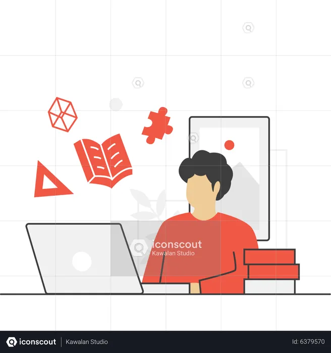 Man working on laptop  Illustration