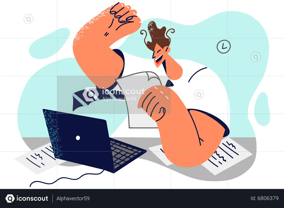 Man working on laptop  Illustration