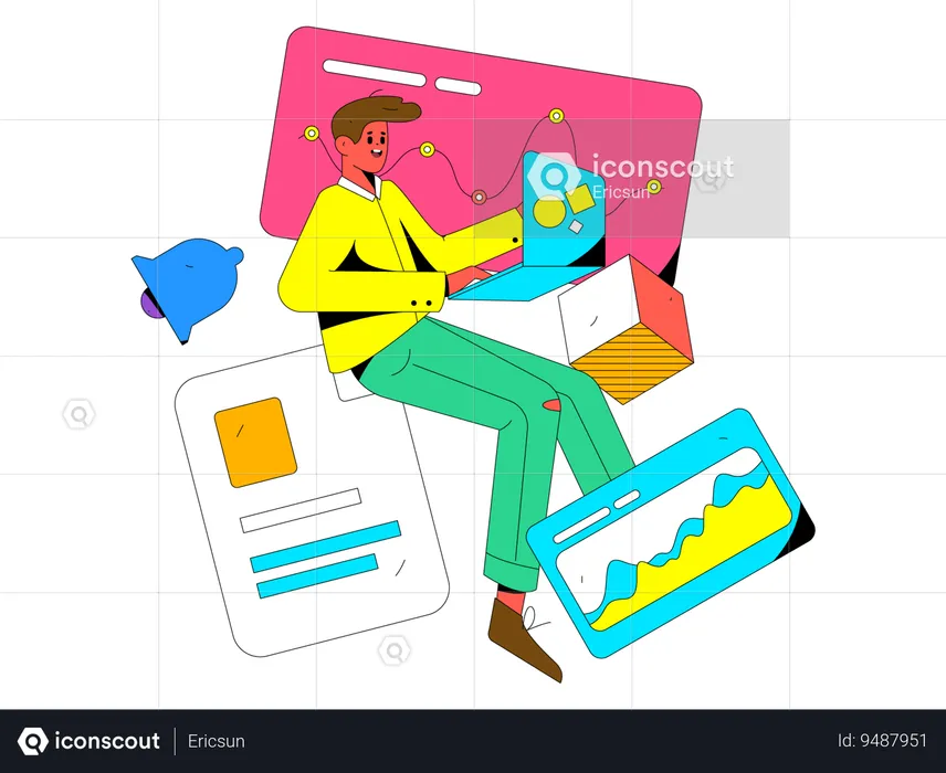 Man working on laptop  Illustration