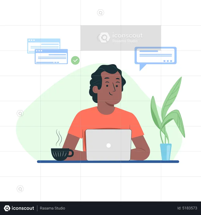 Man working on laptop  Illustration