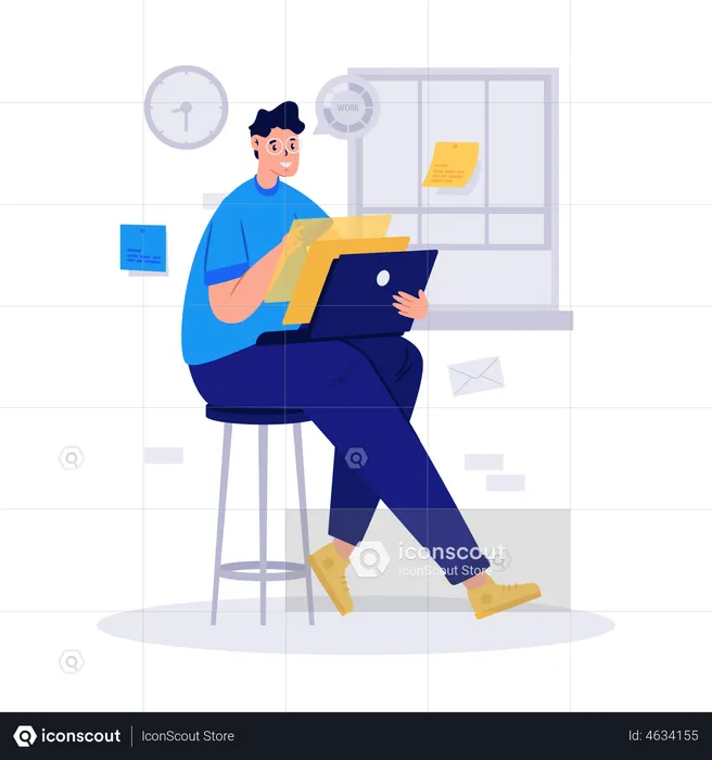 Man working on laptop  Illustration