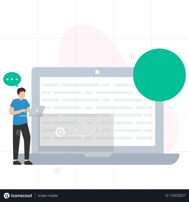 Man working on laptop while doing Programming  Illustration