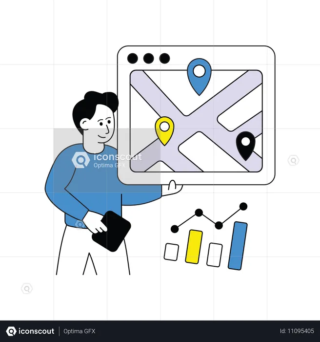 Man working on Local Seo  Illustration