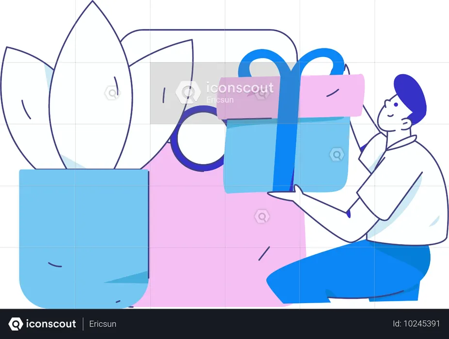 Man working on Loyalty Program  Illustration