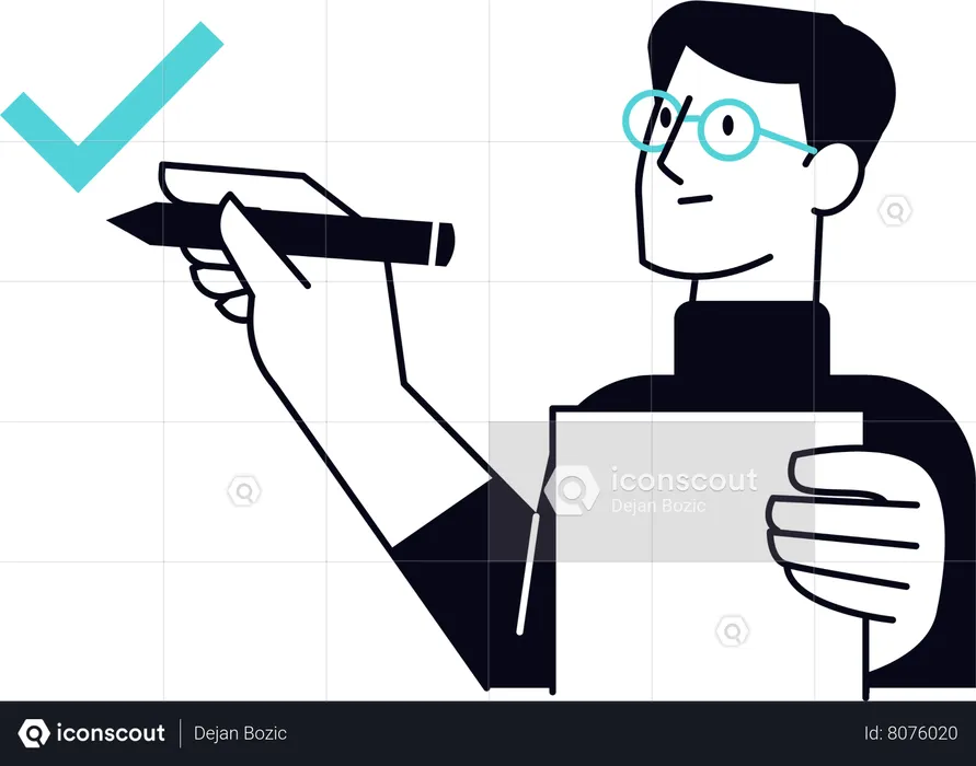 Man working on marketing management  Illustration